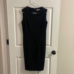 Calvin Klein Black Sleeveless Sheath Midi Dress